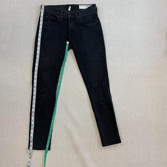 Rag & Bone Jeans Womens 24 Denim Rock with Holes Distressed Knee Mid Rise Skinny - Picture 10 of 13
